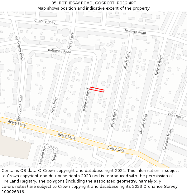 35, ROTHESAY ROAD, GOSPORT, PO12 4PT: Location map and indicative extent of plot