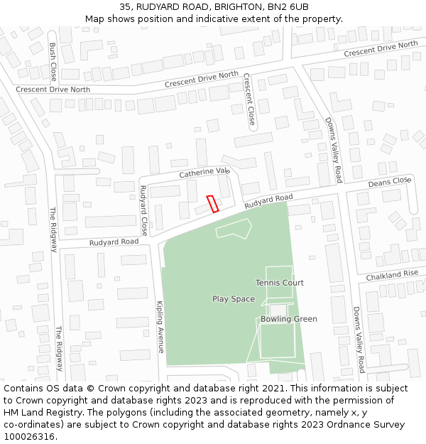 35, RUDYARD ROAD, BRIGHTON, BN2 6UB: Location map and indicative extent of plot