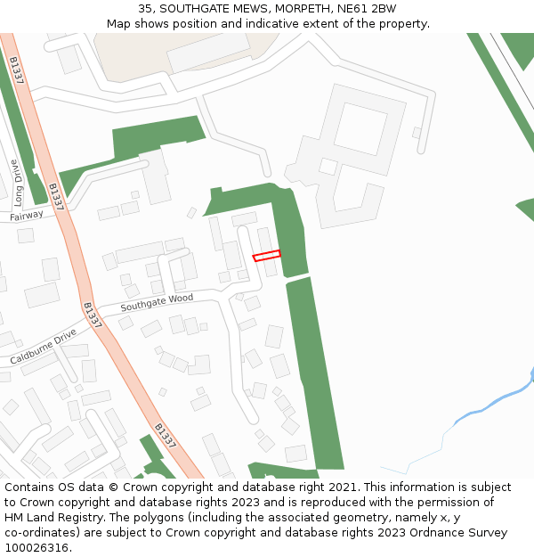35, SOUTHGATE MEWS, MORPETH, NE61 2BW: Location map and indicative extent of plot