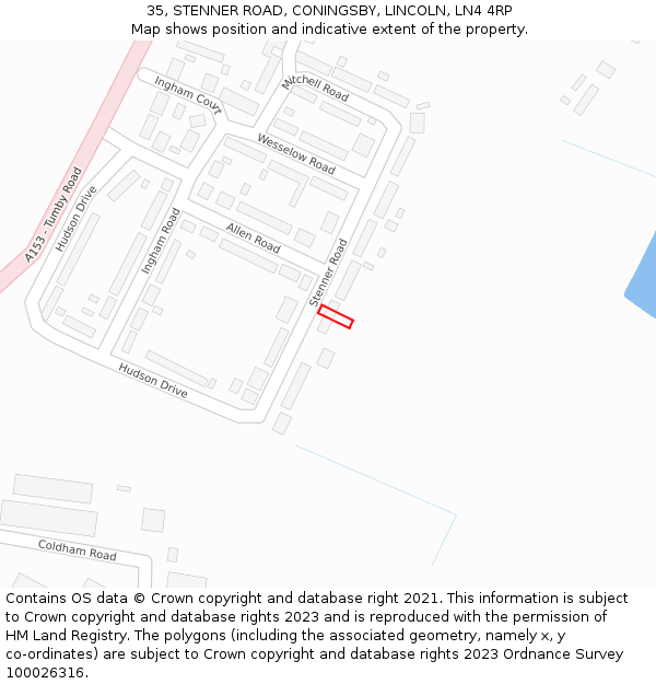 35, STENNER ROAD, CONINGSBY, LINCOLN, LN4 4RP: Location map and indicative extent of plot