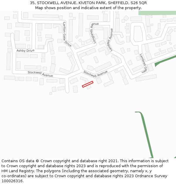 35, STOCKWELL AVENUE, KIVETON PARK, SHEFFIELD, S26 5QR: Location map and indicative extent of plot