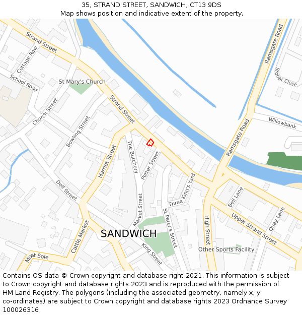35, STRAND STREET, SANDWICH, CT13 9DS: Location map and indicative extent of plot