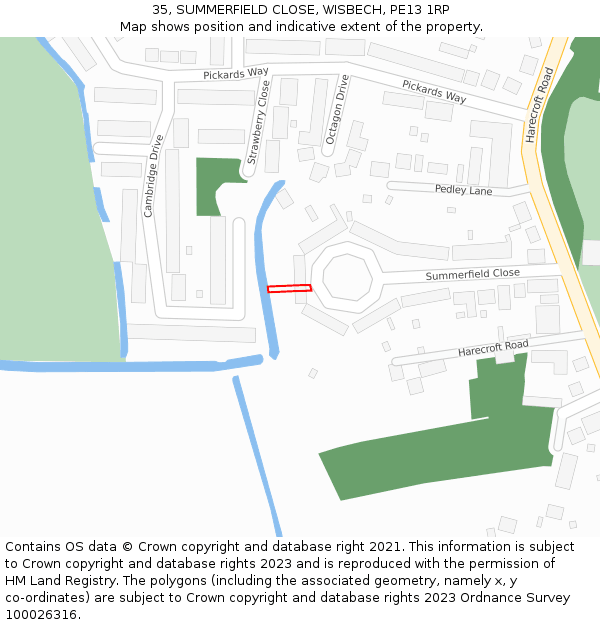 35, SUMMERFIELD CLOSE, WISBECH, PE13 1RP: Location map and indicative extent of plot