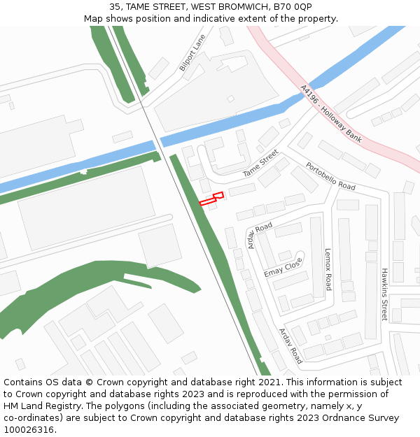 35, TAME STREET, WEST BROMWICH, B70 0QP: Location map and indicative extent of plot