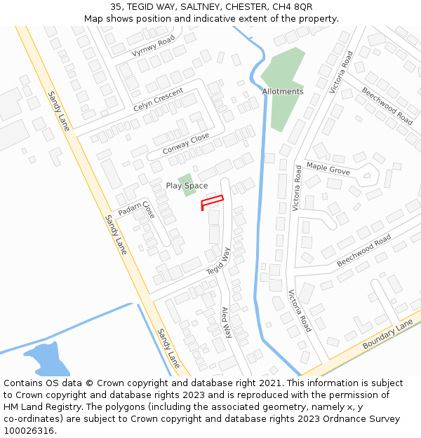 35, TEGID WAY, SALTNEY, CHESTER, CH4 8QR: Location map and indicative extent of plot