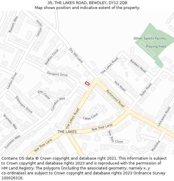 35, THE LAKES ROAD, BEWDLEY, DY12 2QB: Location map and indicative extent of plot