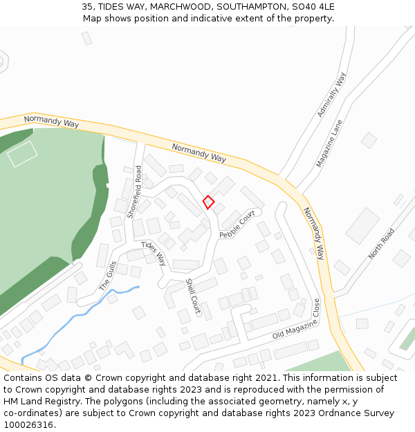 35, TIDES WAY, MARCHWOOD, SOUTHAMPTON, SO40 4LE: Location map and indicative extent of plot
