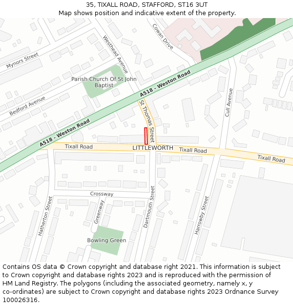 35, TIXALL ROAD, STAFFORD, ST16 3UT: Location map and indicative extent of plot