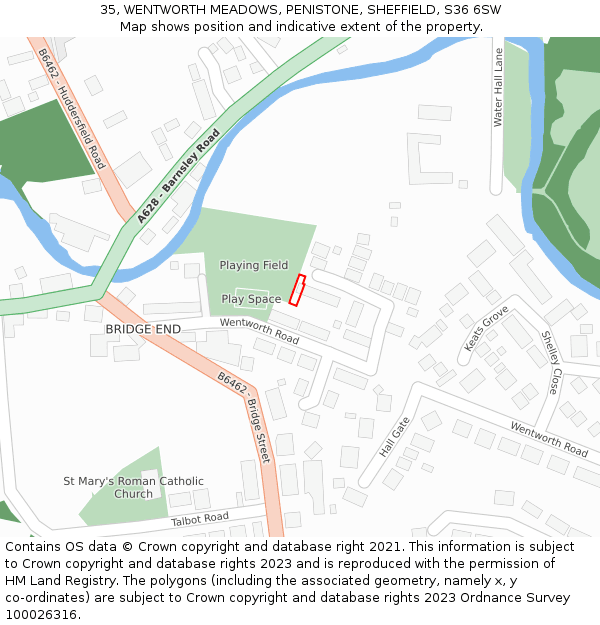 35, WENTWORTH MEADOWS, PENISTONE, SHEFFIELD, S36 6SW: Location map and indicative extent of plot
