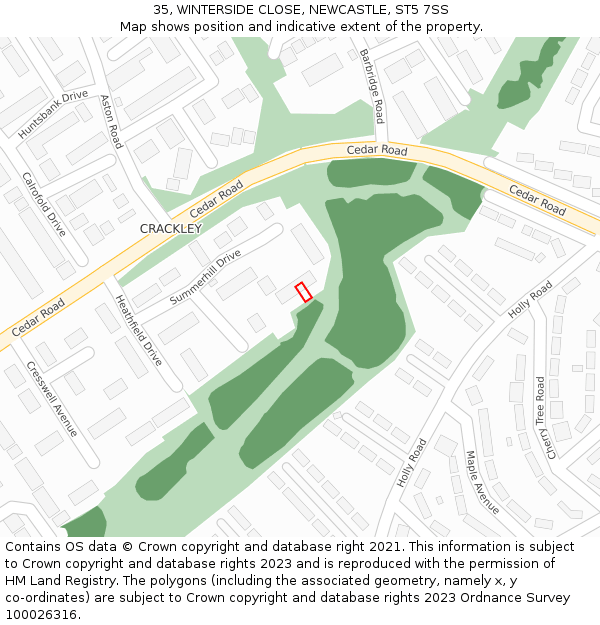 35, WINTERSIDE CLOSE, NEWCASTLE, ST5 7SS: Location map and indicative extent of plot