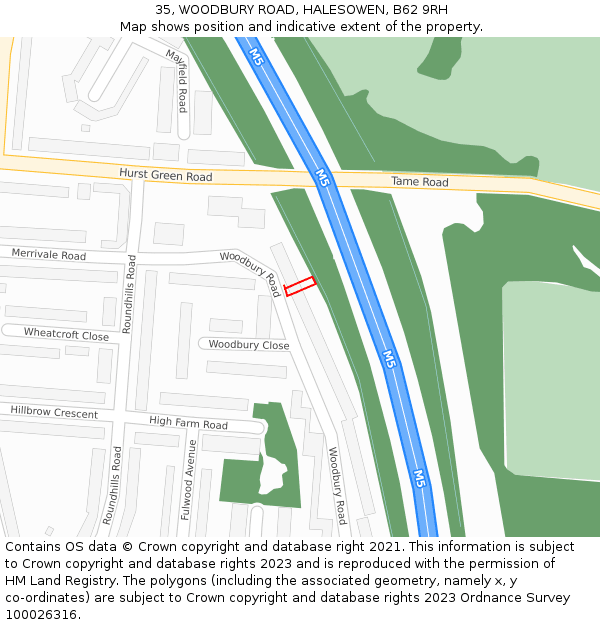 35, WOODBURY ROAD, HALESOWEN, B62 9RH: Location map and indicative extent of plot