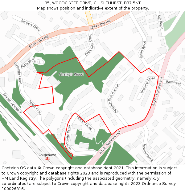 35, WOODCLYFFE DRIVE, CHISLEHURST, BR7 5NT: Location map and indicative extent of plot