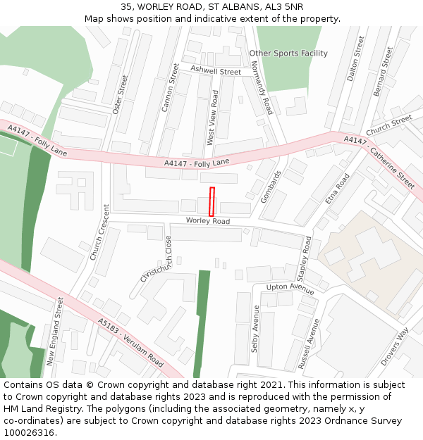 35, WORLEY ROAD, ST ALBANS, AL3 5NR: Location map and indicative extent of plot