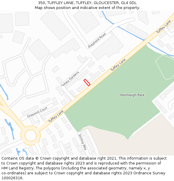 350, TUFFLEY LANE, TUFFLEY, GLOUCESTER, GL4 0DL: Location map and indicative extent of plot