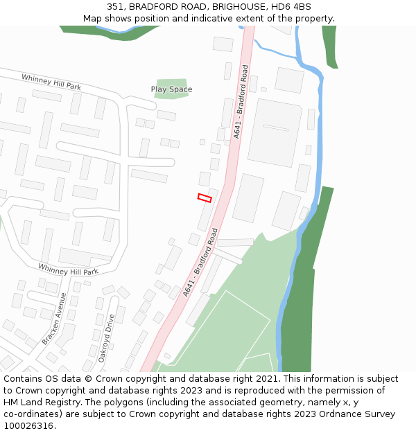 351, BRADFORD ROAD, BRIGHOUSE, HD6 4BS: Location map and indicative extent of plot