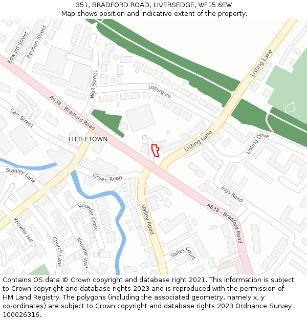 351, BRADFORD ROAD, LIVERSEDGE, WF15 6EW: Location map and indicative extent of plot