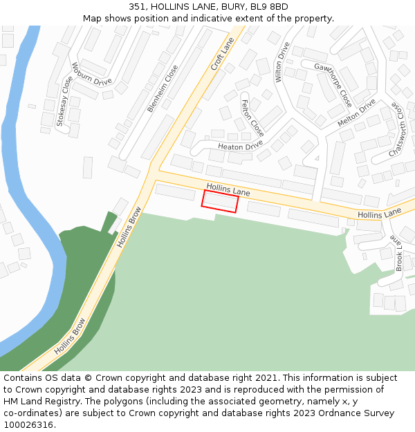 351, HOLLINS LANE, BURY, BL9 8BD: Location map and indicative extent of plot