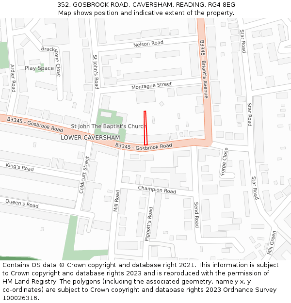 352, GOSBROOK ROAD, CAVERSHAM, READING, RG4 8EG: Location map and indicative extent of plot