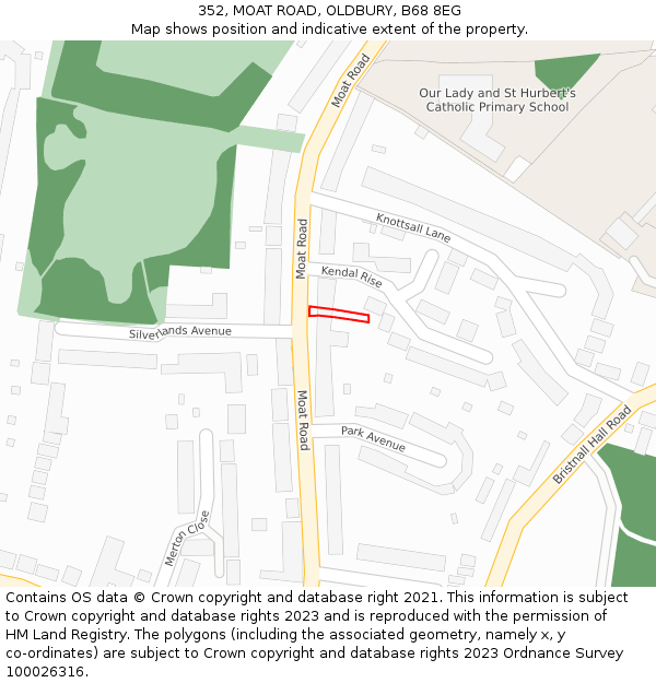 352, MOAT ROAD, OLDBURY, B68 8EG: Location map and indicative extent of plot