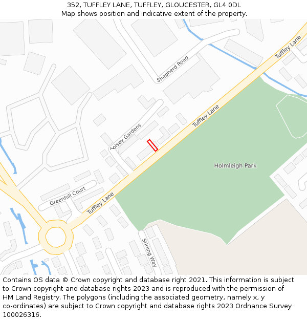 352, TUFFLEY LANE, TUFFLEY, GLOUCESTER, GL4 0DL: Location map and indicative extent of plot