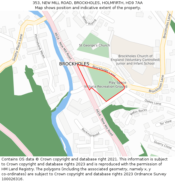 353, NEW MILL ROAD, BROCKHOLES, HOLMFIRTH, HD9 7AA: Location map and indicative extent of plot