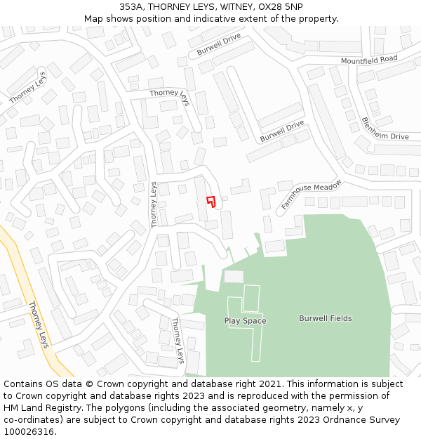 353A, THORNEY LEYS, WITNEY, OX28 5NP: Location map and indicative extent of plot