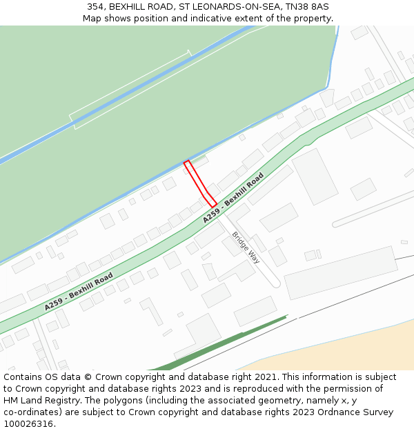 354, BEXHILL ROAD, ST LEONARDS-ON-SEA, TN38 8AS: Location map and indicative extent of plot