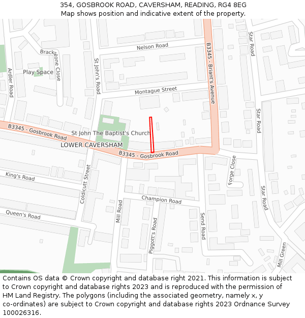 354, GOSBROOK ROAD, CAVERSHAM, READING, RG4 8EG: Location map and indicative extent of plot
