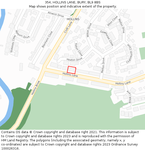 354, HOLLINS LANE, BURY, BL9 8BS: Location map and indicative extent of plot