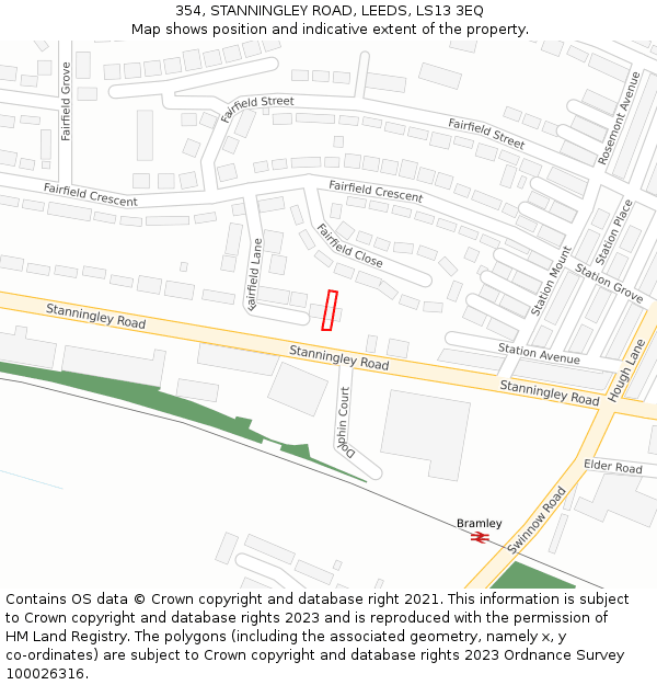 354, STANNINGLEY ROAD, LEEDS, LS13 3EQ: Location map and indicative extent of plot