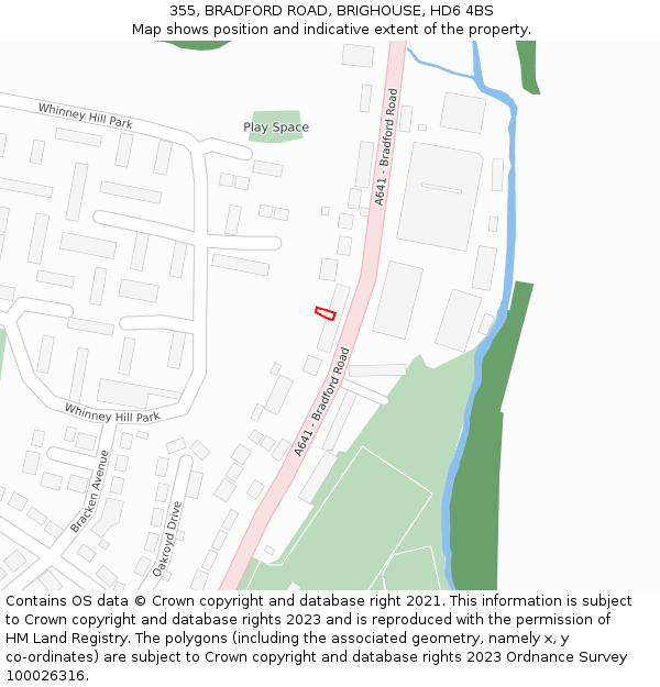 355, BRADFORD ROAD, BRIGHOUSE, HD6 4BS: Location map and indicative extent of plot