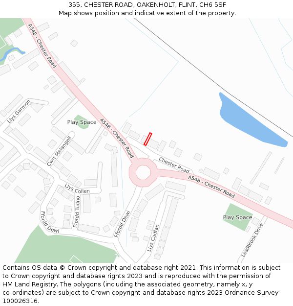 355, CHESTER ROAD, OAKENHOLT, FLINT, CH6 5SF: Location map and indicative extent of plot