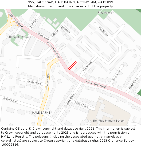 355, HALE ROAD, HALE BARNS, ALTRINCHAM, WA15 8SX: Location map and indicative extent of plot