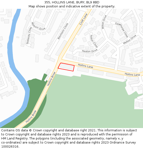 355, HOLLINS LANE, BURY, BL9 8BD: Location map and indicative extent of plot