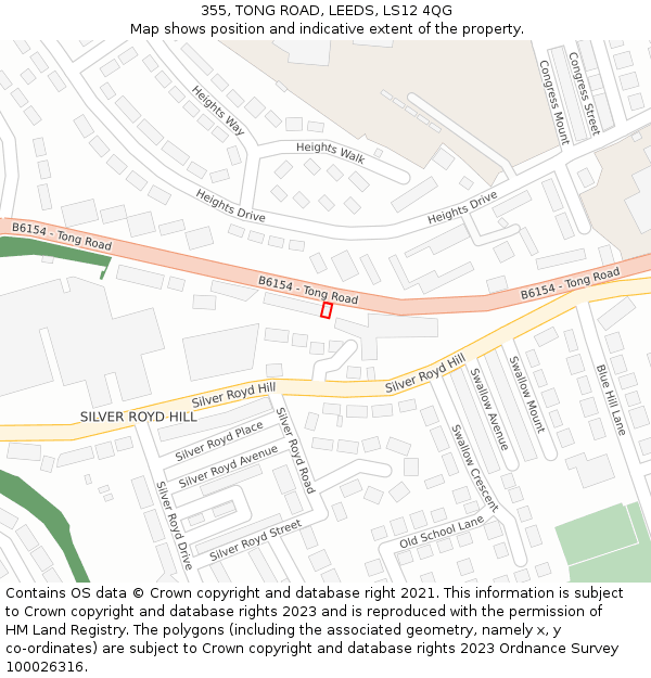 355, TONG ROAD, LEEDS, LS12 4QG: Location map and indicative extent of plot