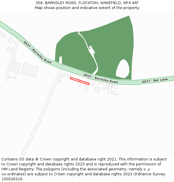 356, BARNSLEY ROAD, FLOCKTON, WAKEFIELD, WF4 4AT: Location map and indicative extent of plot