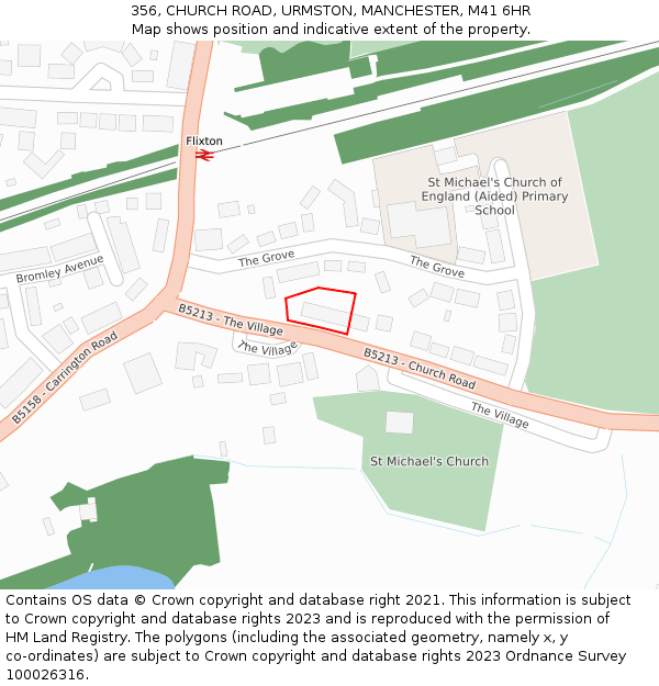356, CHURCH ROAD, URMSTON, MANCHESTER, M41 6HR: Location map and indicative extent of plot