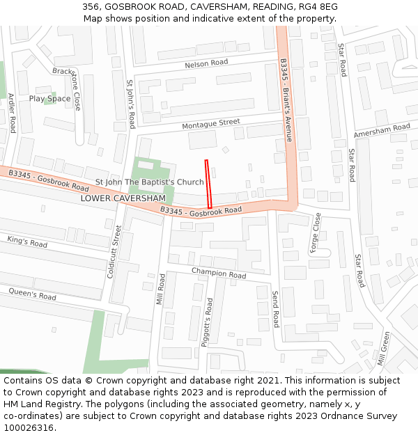356, GOSBROOK ROAD, CAVERSHAM, READING, RG4 8EG: Location map and indicative extent of plot