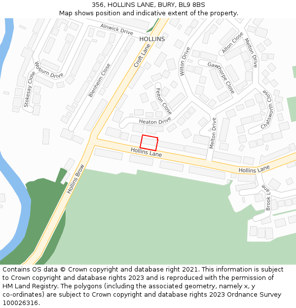 356, HOLLINS LANE, BURY, BL9 8BS: Location map and indicative extent of plot