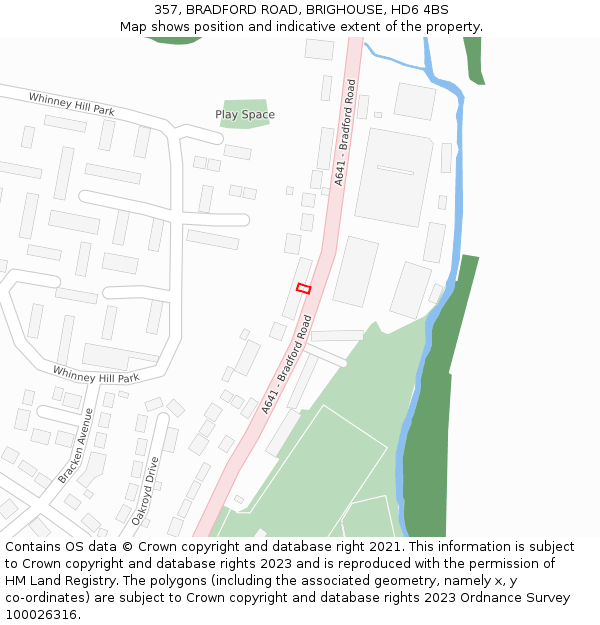 357, BRADFORD ROAD, BRIGHOUSE, HD6 4BS: Location map and indicative extent of plot