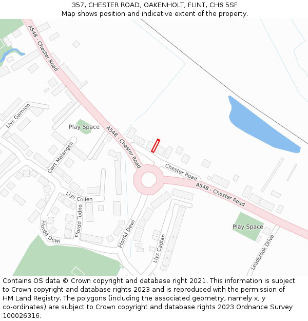 357, CHESTER ROAD, OAKENHOLT, FLINT, CH6 5SF: Location map and indicative extent of plot
