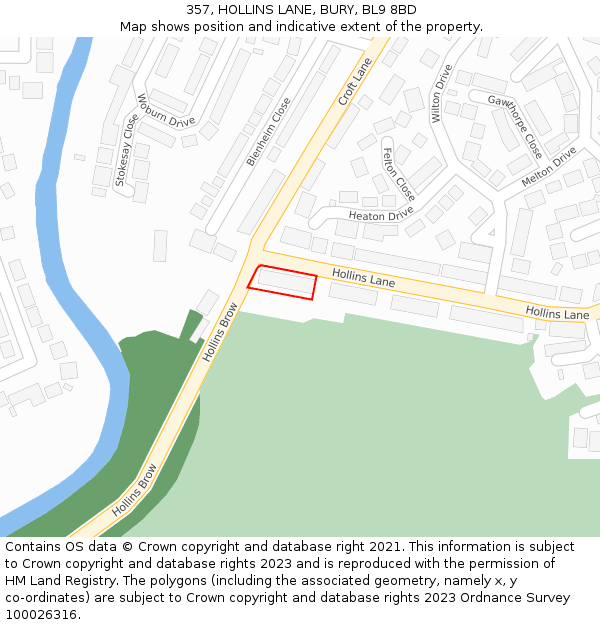 357, HOLLINS LANE, BURY, BL9 8BD: Location map and indicative extent of plot