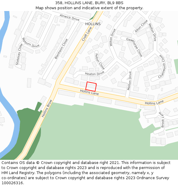 358, HOLLINS LANE, BURY, BL9 8BS: Location map and indicative extent of plot