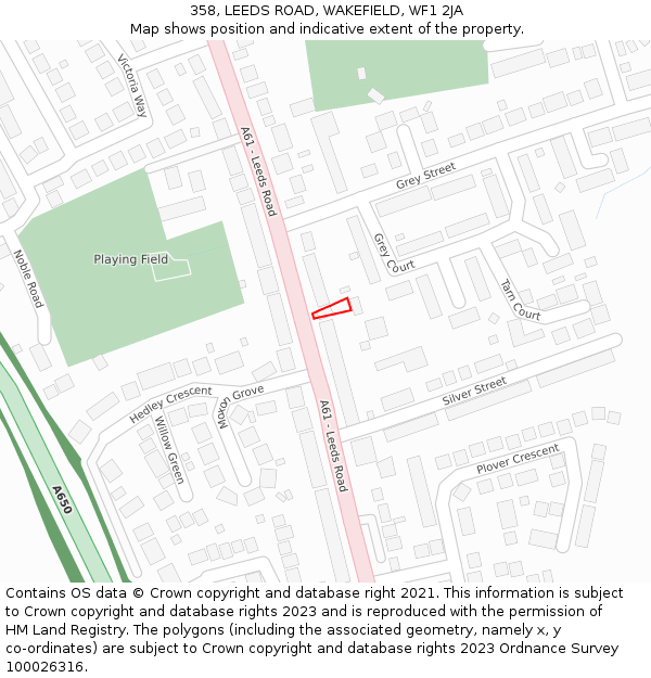 358, LEEDS ROAD, WAKEFIELD, WF1 2JA: Location map and indicative extent of plot
