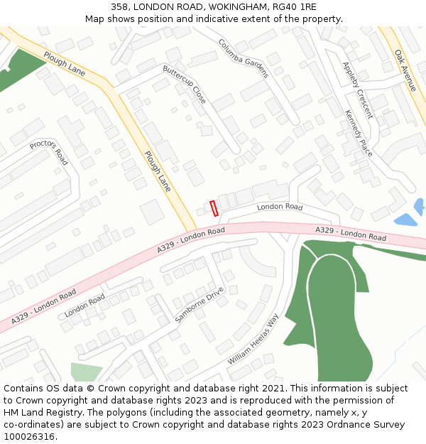 358, LONDON ROAD, WOKINGHAM, RG40 1RE: Location map and indicative extent of plot