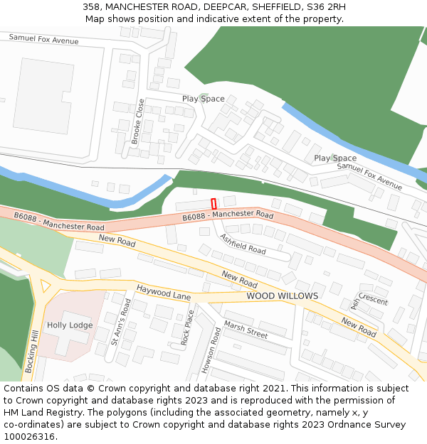 358, MANCHESTER ROAD, DEEPCAR, SHEFFIELD, S36 2RH: Location map and indicative extent of plot