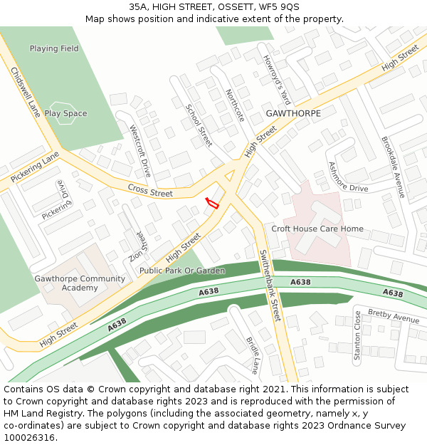 35A, HIGH STREET, OSSETT, WF5 9QS: Location map and indicative extent of plot