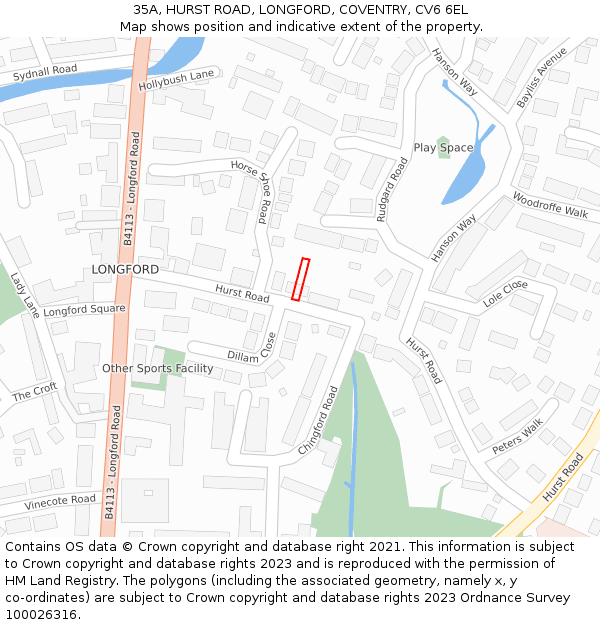35A, HURST ROAD, LONGFORD, COVENTRY, CV6 6EL: Location map and indicative extent of plot
