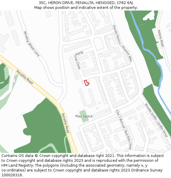 35C, HERON DRIVE, PENALLTA, HENGOED, CF82 6AJ: Location map and indicative extent of plot