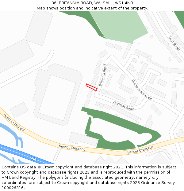 36, BRITANNIA ROAD, WALSALL, WS1 4NB: Location map and indicative extent of plot